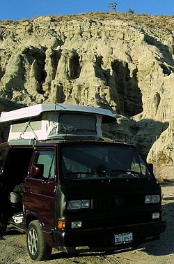 VW Vanagon Camper with Pop Top in Red Rock Canyon State Park, CA