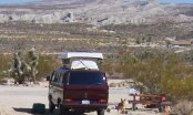 Camper with POP TOP in the Mojave Desert